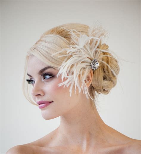 feather headpiece wedding|More.